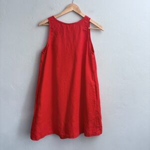 Madewell Linen Dress Women Size Medium Bright Orange Sleeveless Pockets